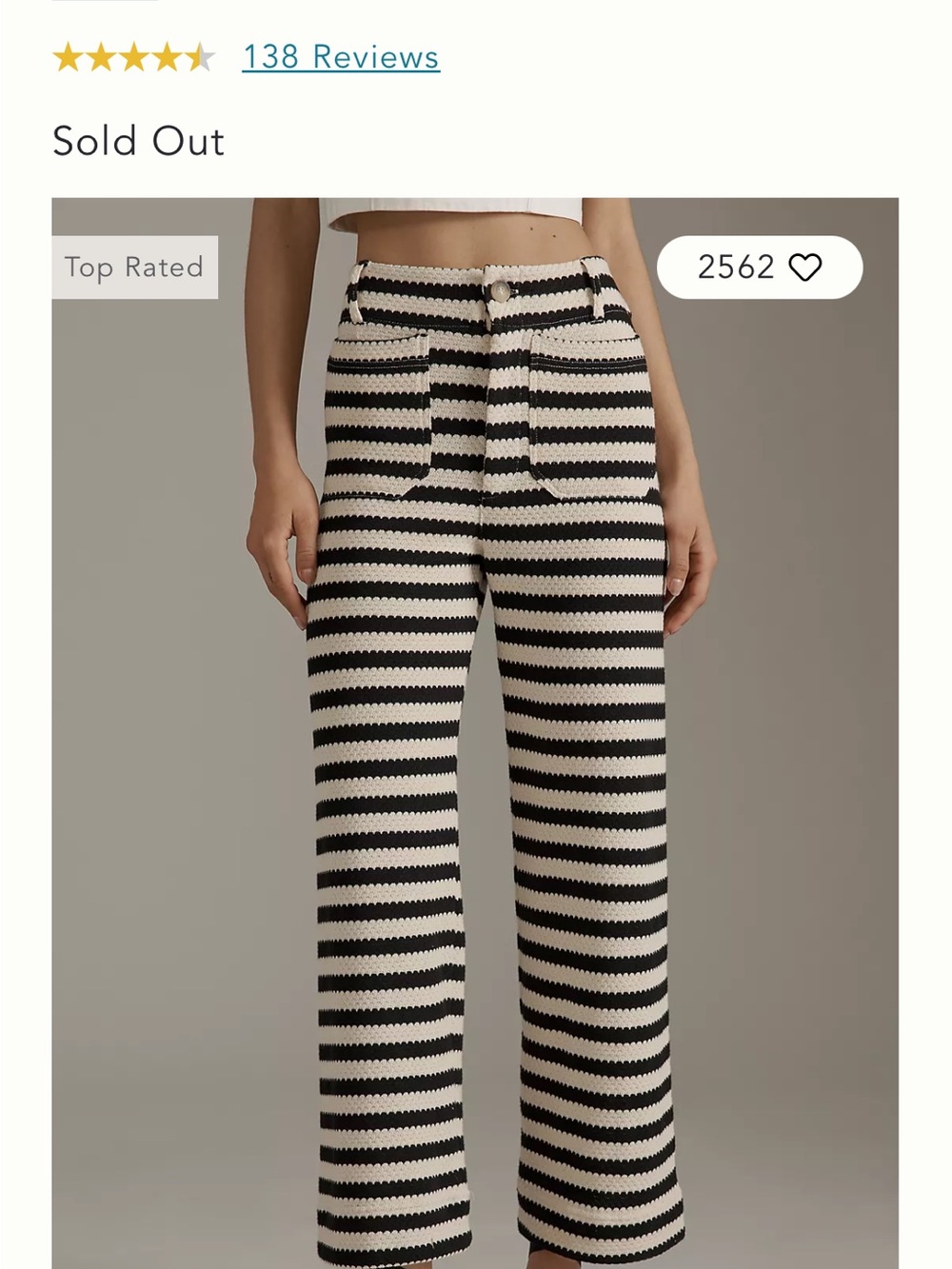 Maeve Black and Cream Striped Knit Wide-Leg Pants